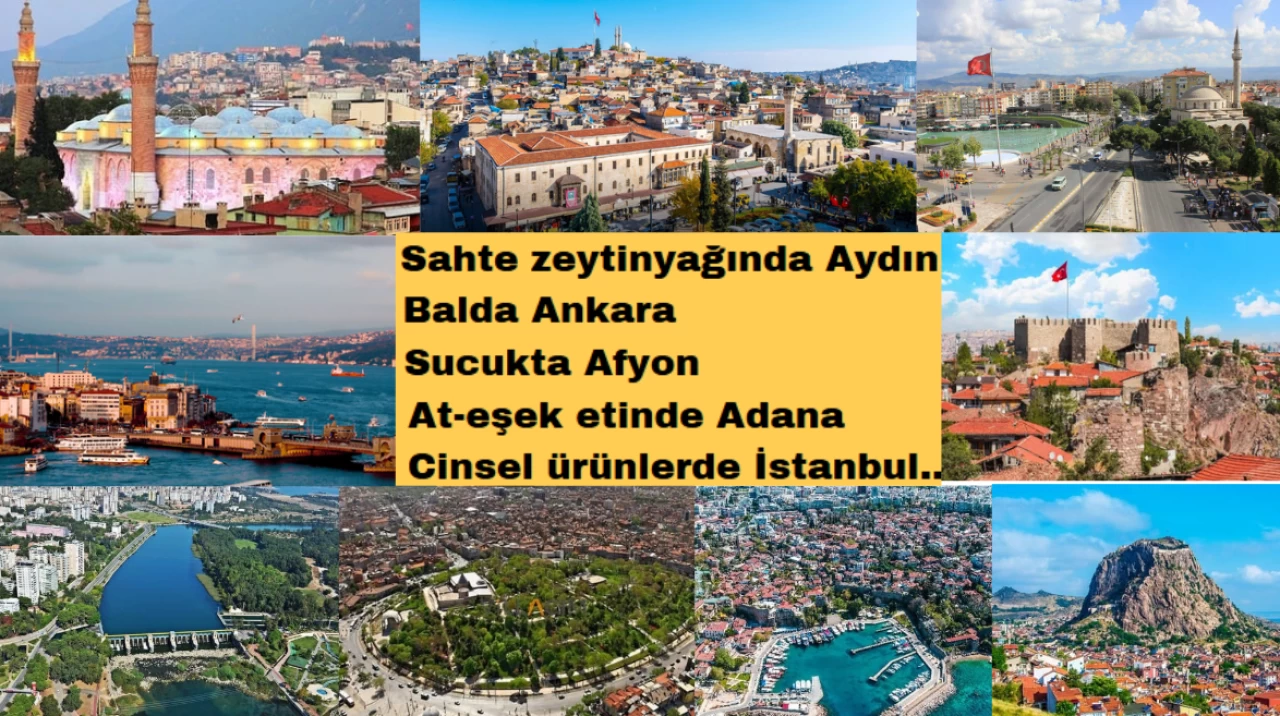 Sahte zeytinyağında Aydın, balda Ankara, sucukta Afyon, at-eşek etinde Adana...